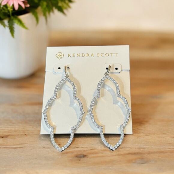 Kendra Scott Jewelry - New! Kendra Scott Abbie Silver Open Frame Earrings in White Crystal